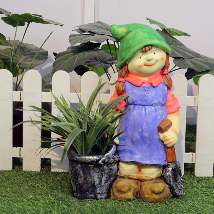 Garden Planters Wonderland | Resin Girl With Bucket & Spade Pot Planter For Home And Garden Decor