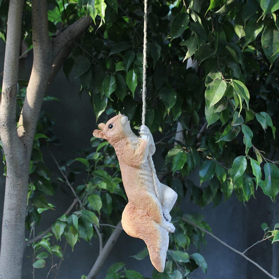 Garden Decor Wonderland Garden Statues | Squirrel Climbing Rope For Home And Garden Decoration