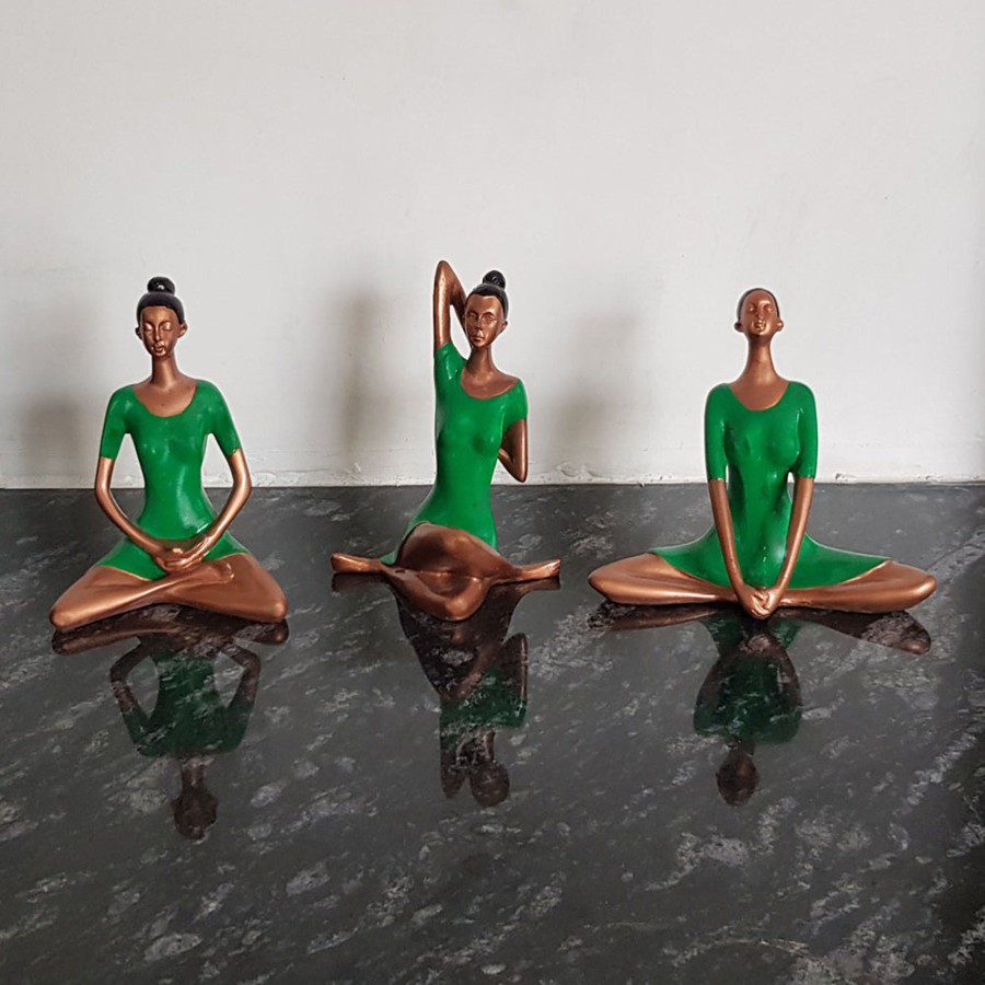 Home Decor Wonderland Table Top Decor | (Set Of 3) Yoga Girls Statue For Home Decoration