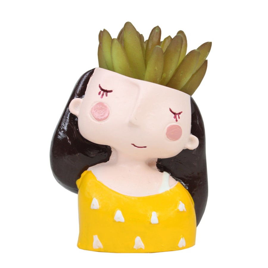 Garden Planters Wonderland | Girl Succulent Pot For Home And Balcony Decoration (Yellow)