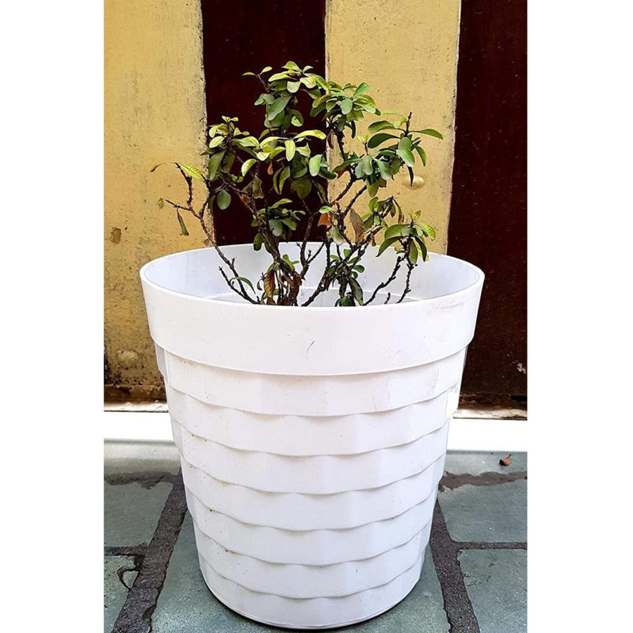 Garden Planters Wonderland | (Set Of 4 ) 12 Inches Brix Pots Outdoor Pots (Set Of 4) (White)