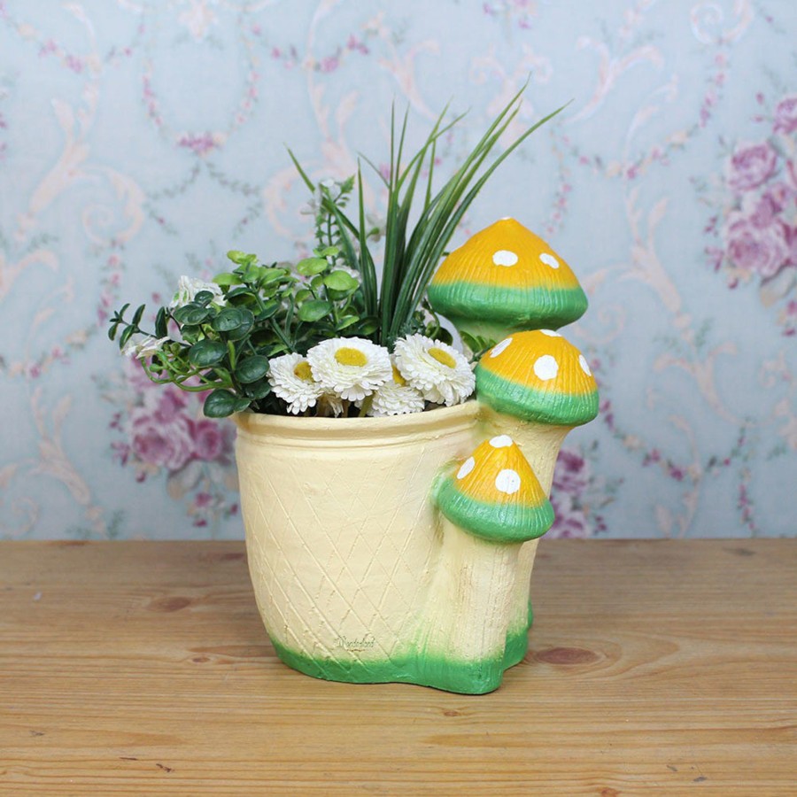 Garden Planters Wonderland | Mushroom Pot ( Pots And Planters Ideal Fo Small Plants And Succulents ) (Yellow)