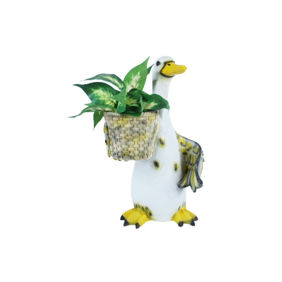 Garden Planters Wonderland | Duck Holding Basket Planter For Garden Decoration