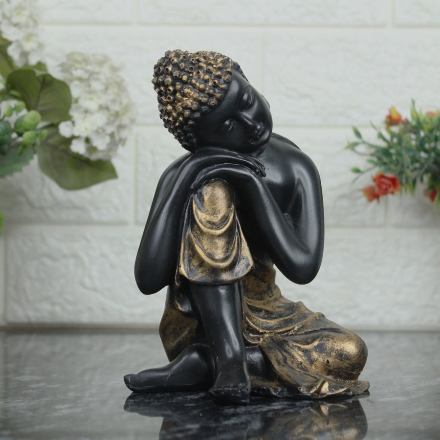 Home Decor Wonderland Table Top Decor | Relaxing Buddha Black Home & Garden Statue