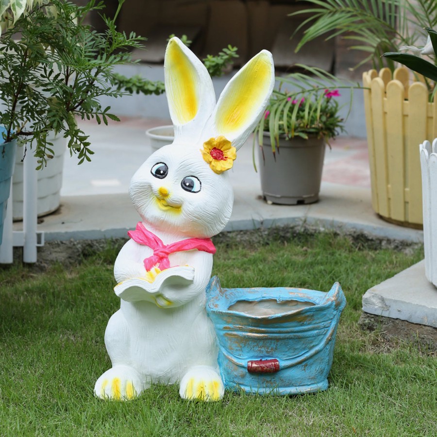 Garden Planters Wonderland | Big Bunny With Book Planter For Garden Decoration