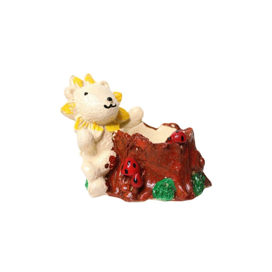 Gifts Wonderland | Wonderland Whimsical Poly Resin Cute Tabletop Lion Planter - Adorable Garden Decor For Succulents And Small Plants