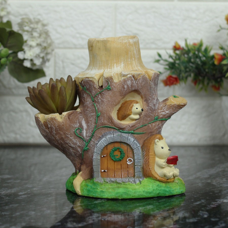 Garden Decor Wonderland Garden Statues | Hegdehog Stump House Garden Statue