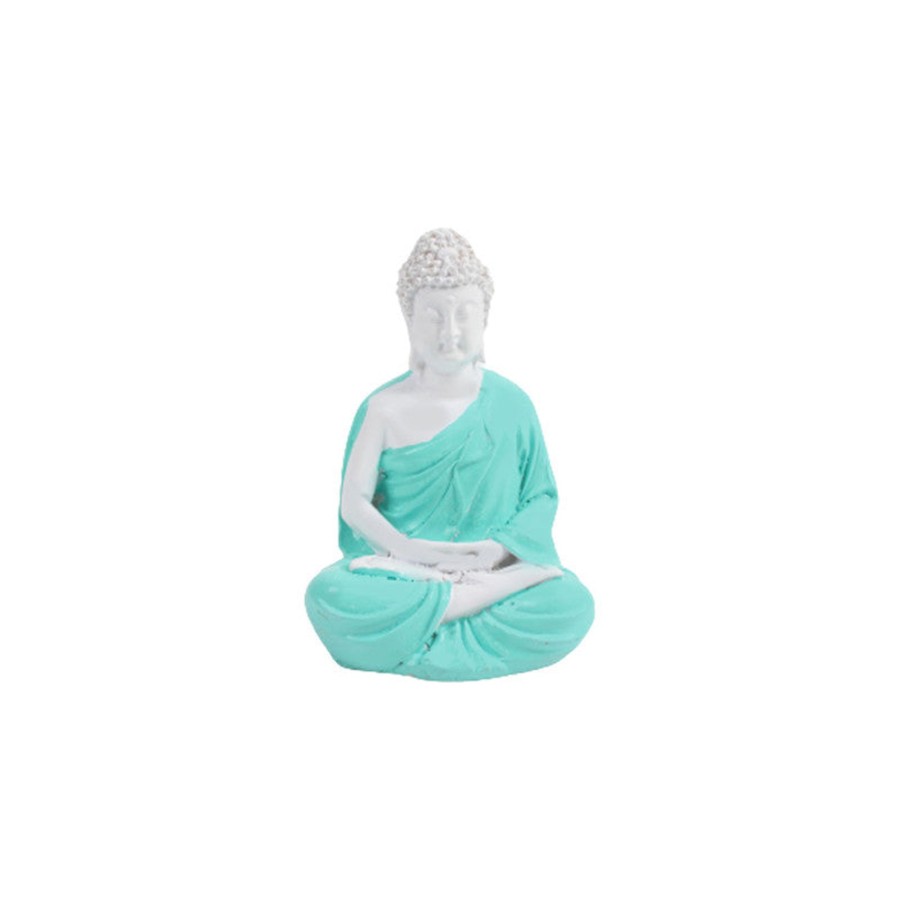 Garden Decor Wonderland Buddha And Monk Statue | Wonderland 5 Inch Resin Blue Samadhi Buddha