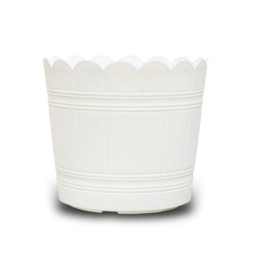 Garden Planters Wonderland | Vintage Loto Premium Plastic Pots 10 Inches (Set Of 5) (White)