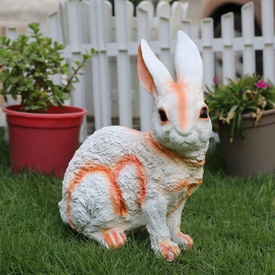 Garden Decor Wonderland Garden Arts and Craft Garden Statues | Resin Sitting Bunny Rabbit Statue For Garden Decor