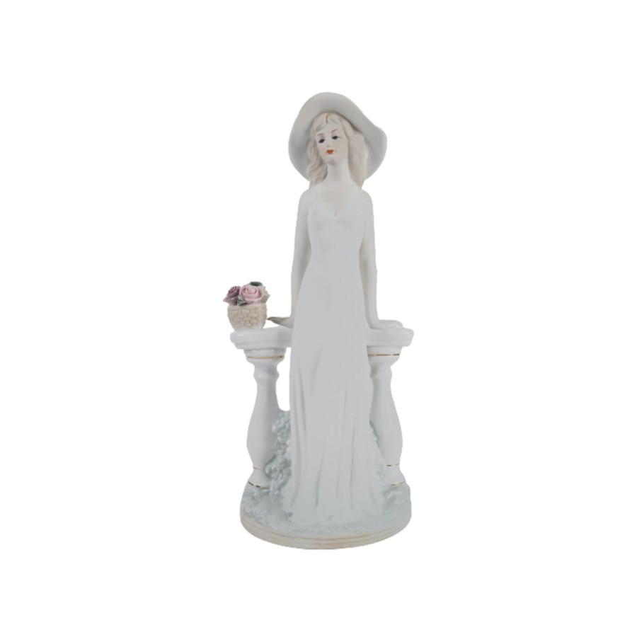 Home Decor Wonderland Table Top Decor | Victoria Lady Fine Porcelain Figurine With Pillars, Showpiece, Home Decor