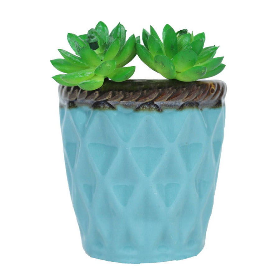 Garden Planters Wonderland | Ceramic Line Pot For Home And Garden Decoration (Blue)