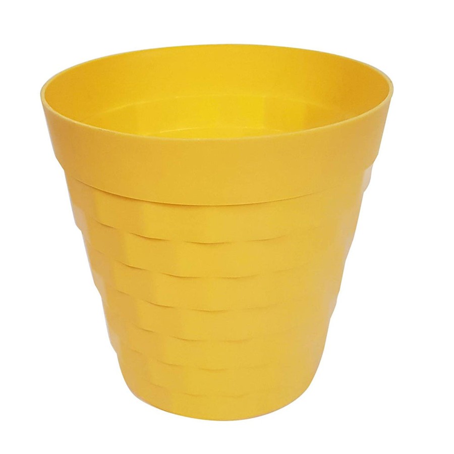 Garden Planters Wonderland | 12 Inches Brix Pots Outdoor Pots (Single) (Yellow)