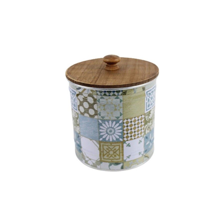 Home Decor Wonderland Container | Metal Multi Tile Print Storage Container