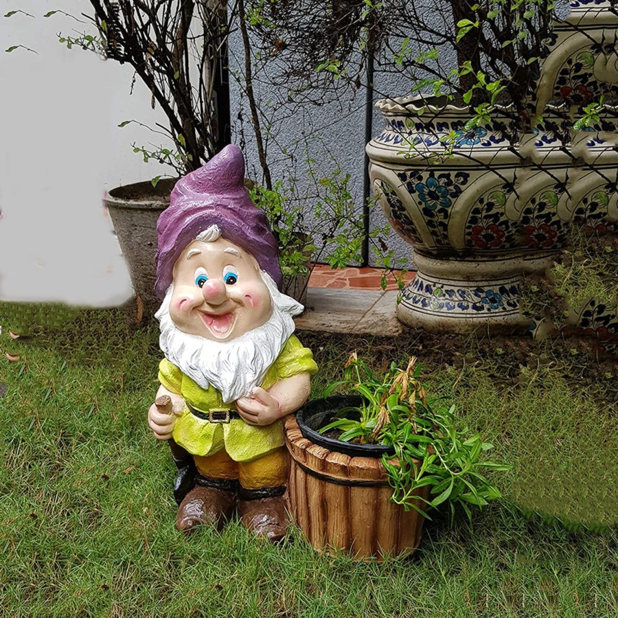 Garden Planters Wonderland | Gnome Planter With Bucket For Garden Deocration (Purple Cap)