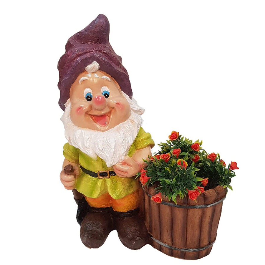 Garden Planters Wonderland | Gnome Planter With Bucket For Garden Deocration (Purple Cap)