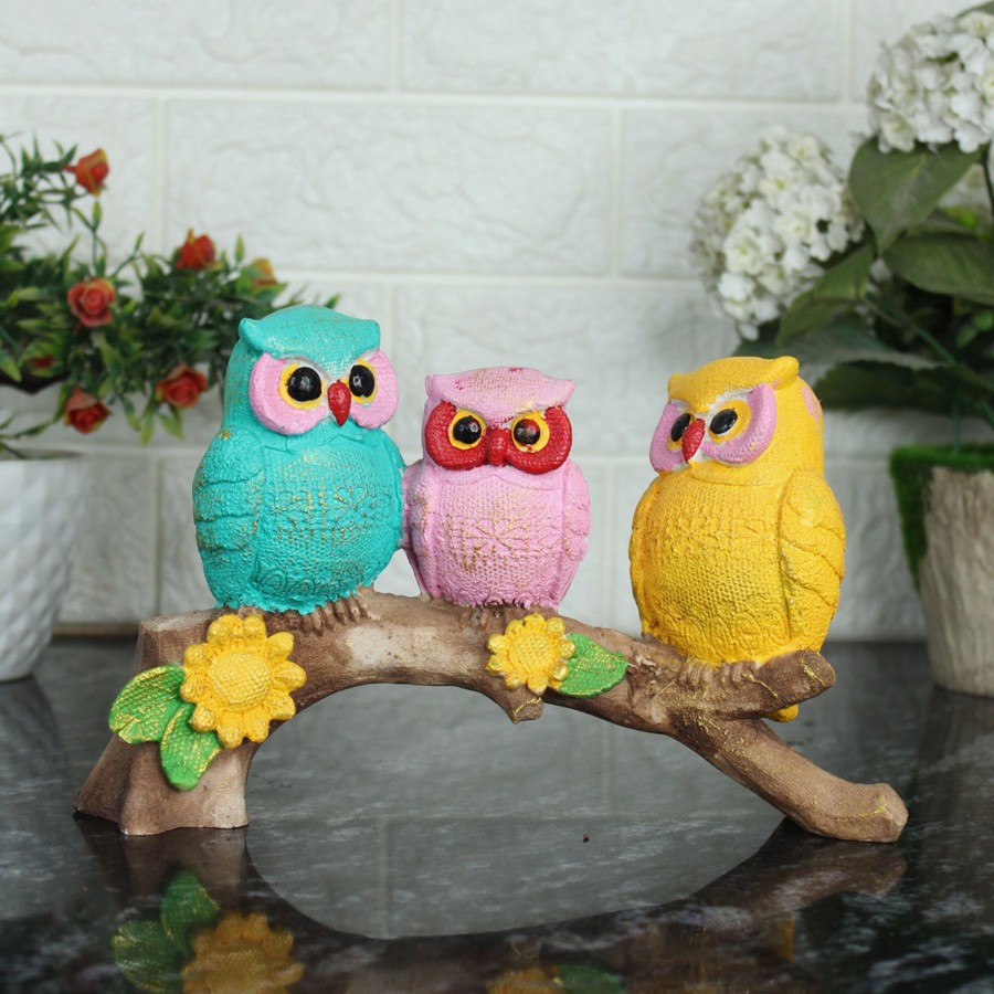 Home Decor Wonderland Animal And Bird Figurine | 3 Owl On Branch Statue