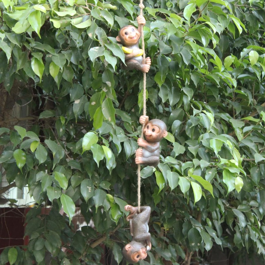 Garden Decor Wonderland Garden Statues | Hanging Playful Monkeys On String