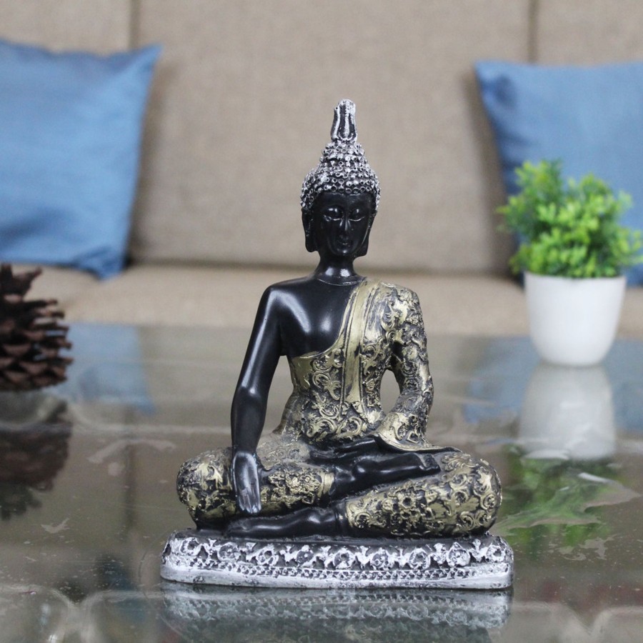 Garden Decor Wonderland Buddha And Monk Statue | Wonderland Buddha Idol Statue Showpiece With (Golden ) For Living Room Home Decor And