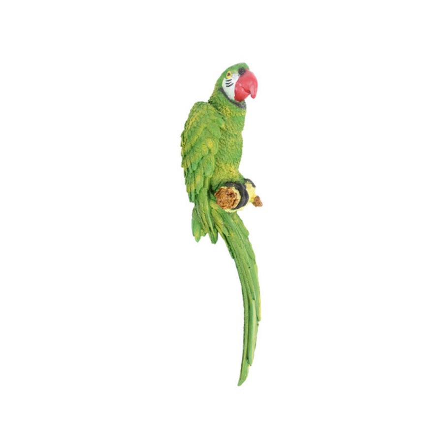 Garden Decor Wonderland Garden Statues | Wonderland Green Parrot-Big Outdoor Statue (Side View)