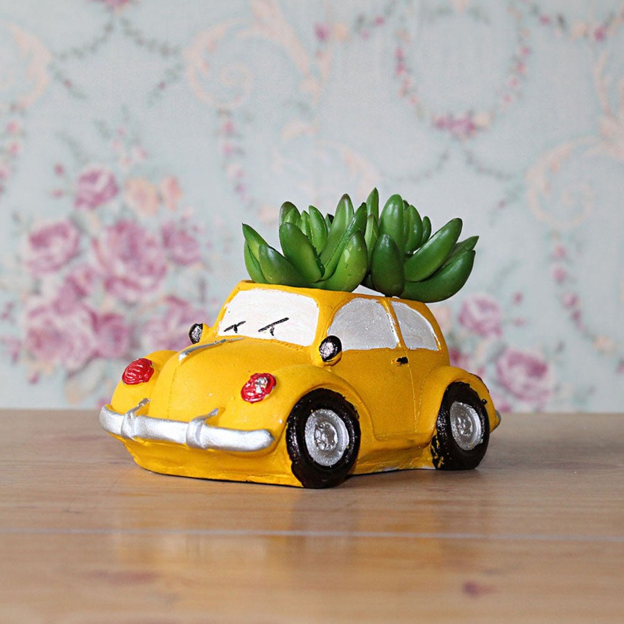 Garden Planters Wonderland | Car Succulent Pot For Home And Balcony Decoration (Yellow)