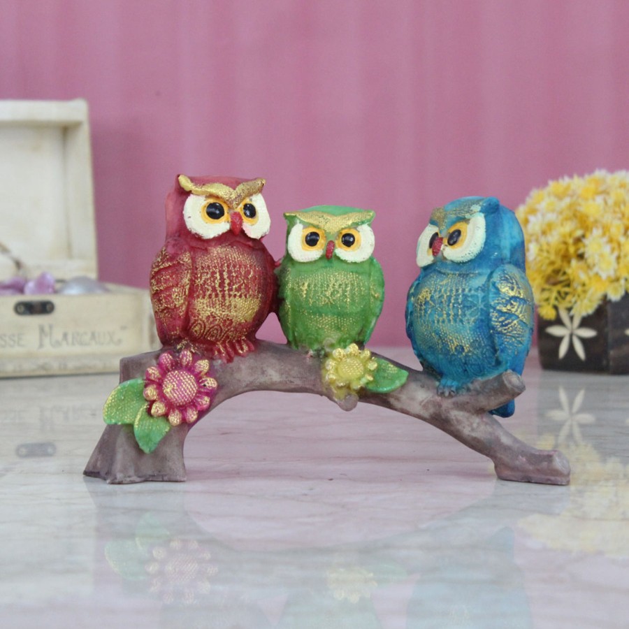 Home Decor Wonderland Animal And Bird Figurine | Wonderland 3 Owl Family On Branch ( Home And Garden Decor)