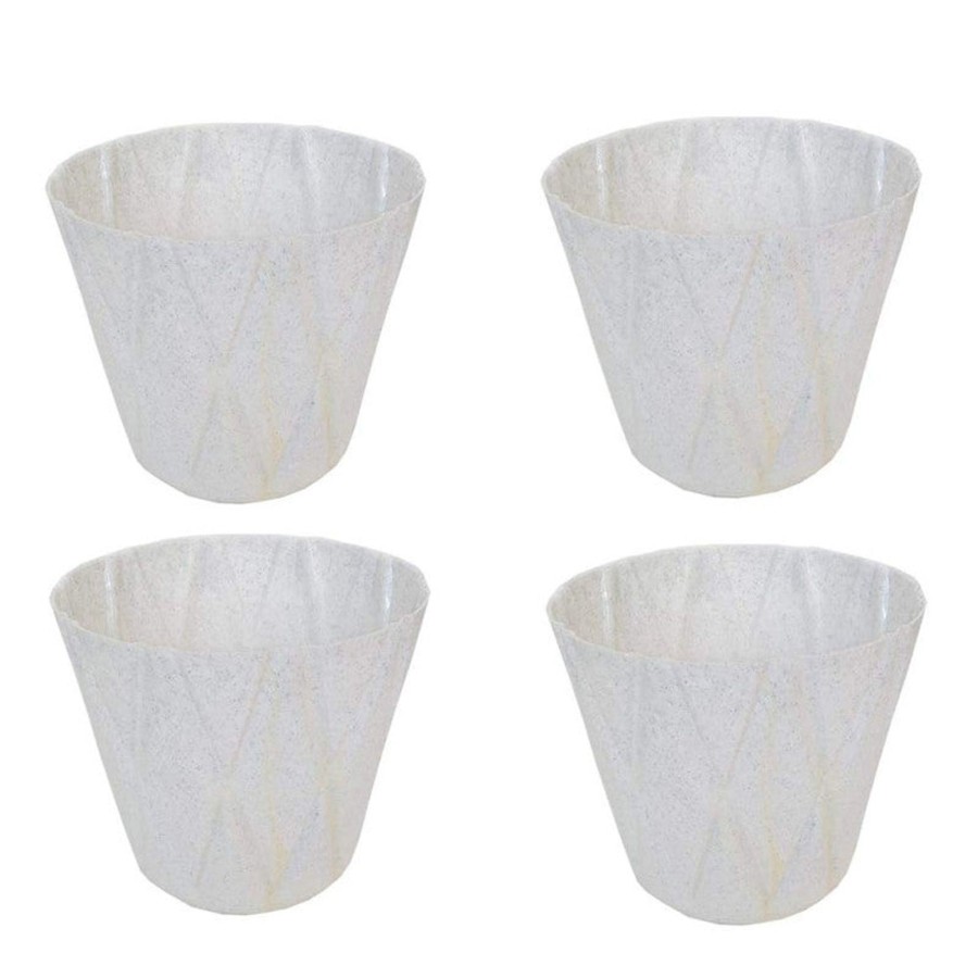 Garden Planters Wonderland | (Set Of 4) 4 X 4" Solitaire Pot For Home Garden, White