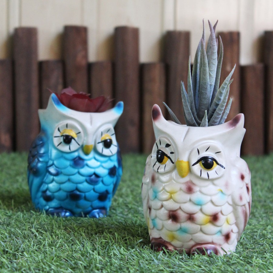 Garden Planters Wonderland | (Set Of 2) Succulent Owl Planter For Home Decoration.