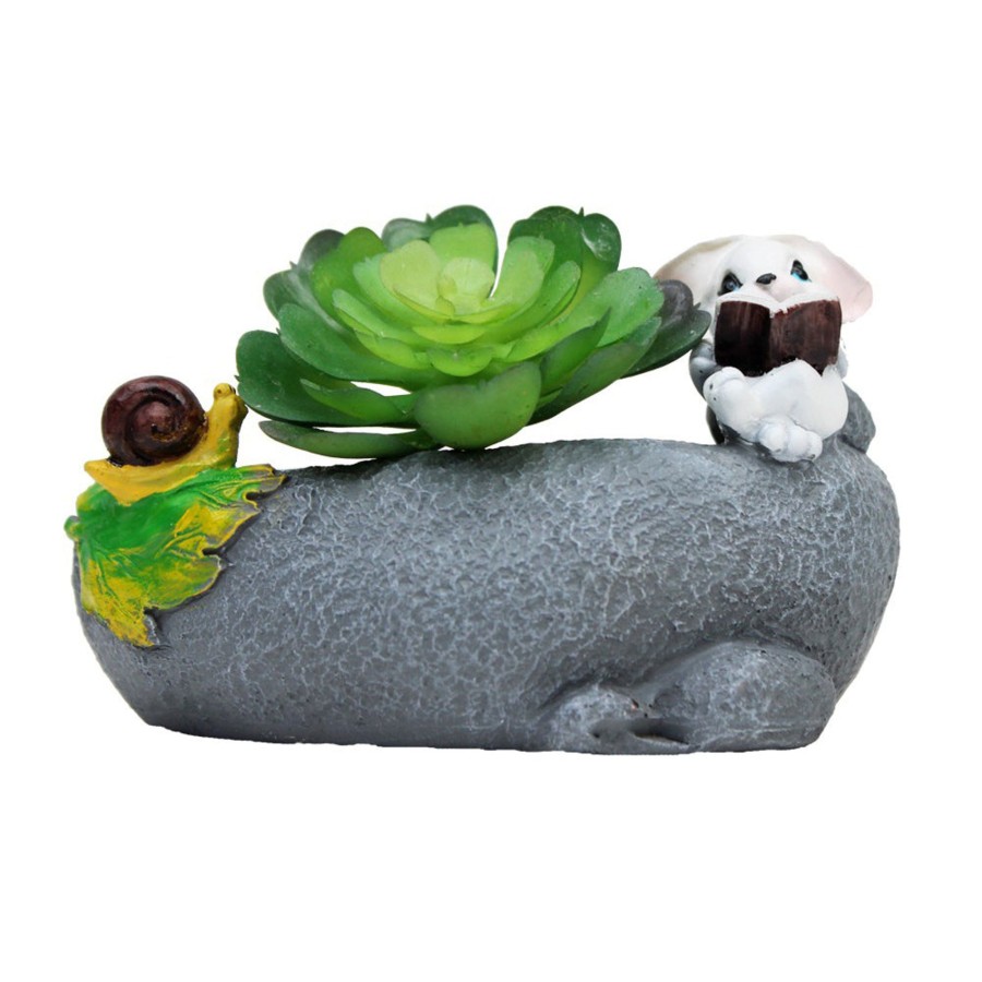 Garden Planters Wonderland | Rabbit Reading Succulent Pot For Home And Garden Decoration