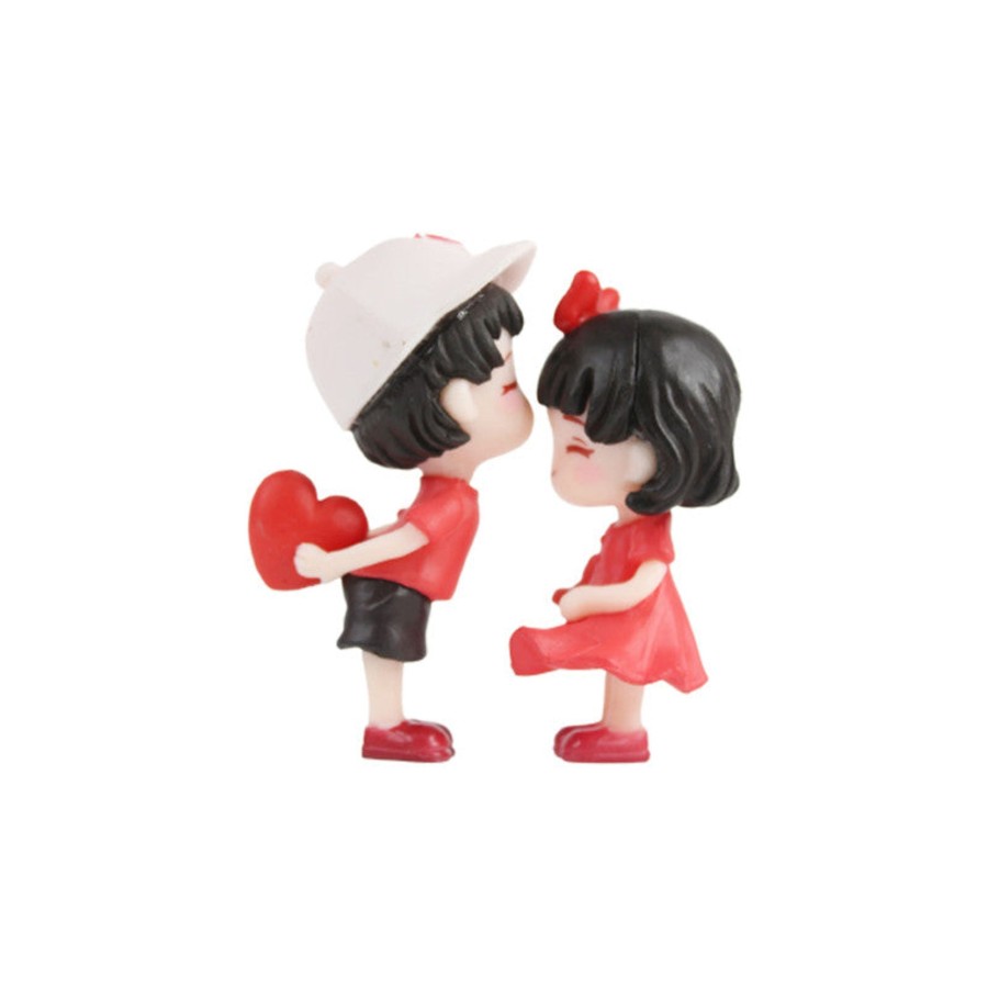 Miniature Fairy Garden Wonderland | Forhead Kissing Couple( Miniature Toys , Cake Toppers , Small Figuine, Valentine Couple)