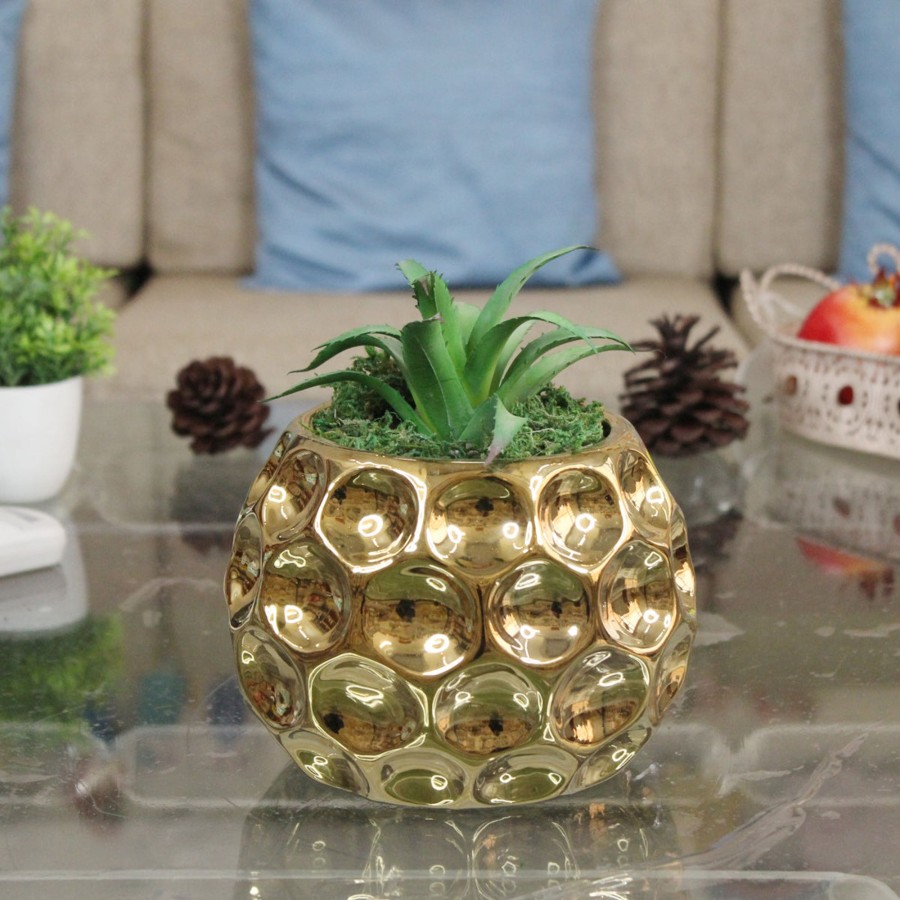 Garden Planters Wonderland | Golden Self Design Hole Pot