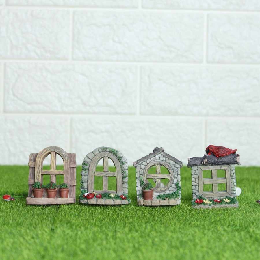 Miniature Fairy Garden Wonderland | Miniature Toys : (Set Of 4) Windows For Fairy Garden Accessories