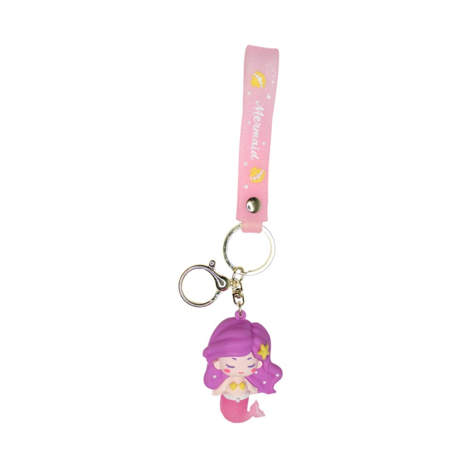 Gifts Wonderland Garden Arts and Craft | Mermaid Cartoon Style Keychain With Band ( Pink And Purple)