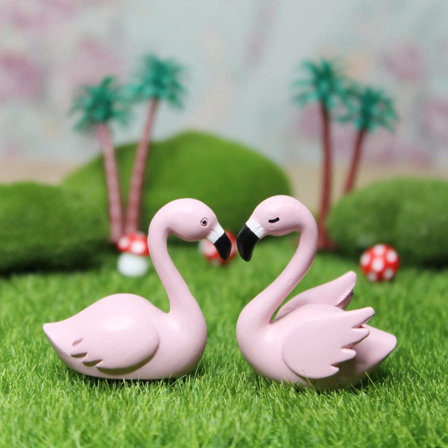 Miniature Fairy Garden Wonderland Garden Arts and Craft | (Set Of 2) Flamingo Miniature Toys For Fairy Garden