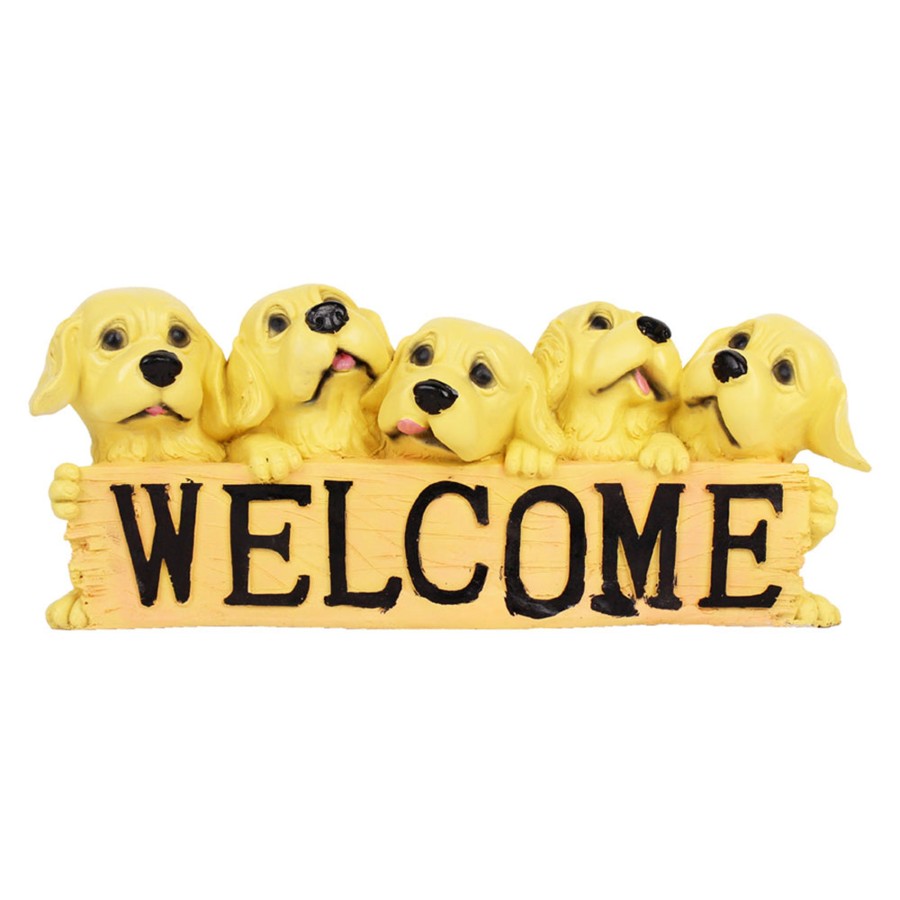 Home Decor Wonderland Table Top Decor | Welcome Dogs Statue For Home And Garden Decoration