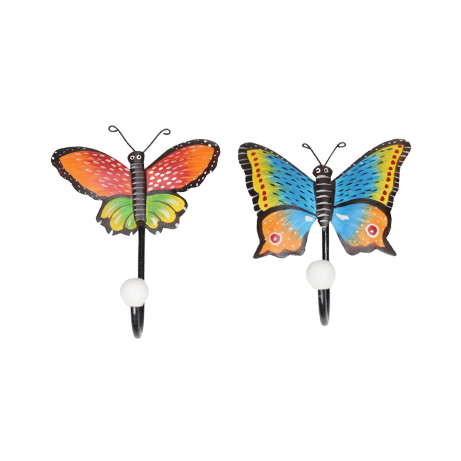 Garden Decor Wonderland Metal Yard Art | (Set Of 2) Butterflies With Hook/Hanger For Home Decoration