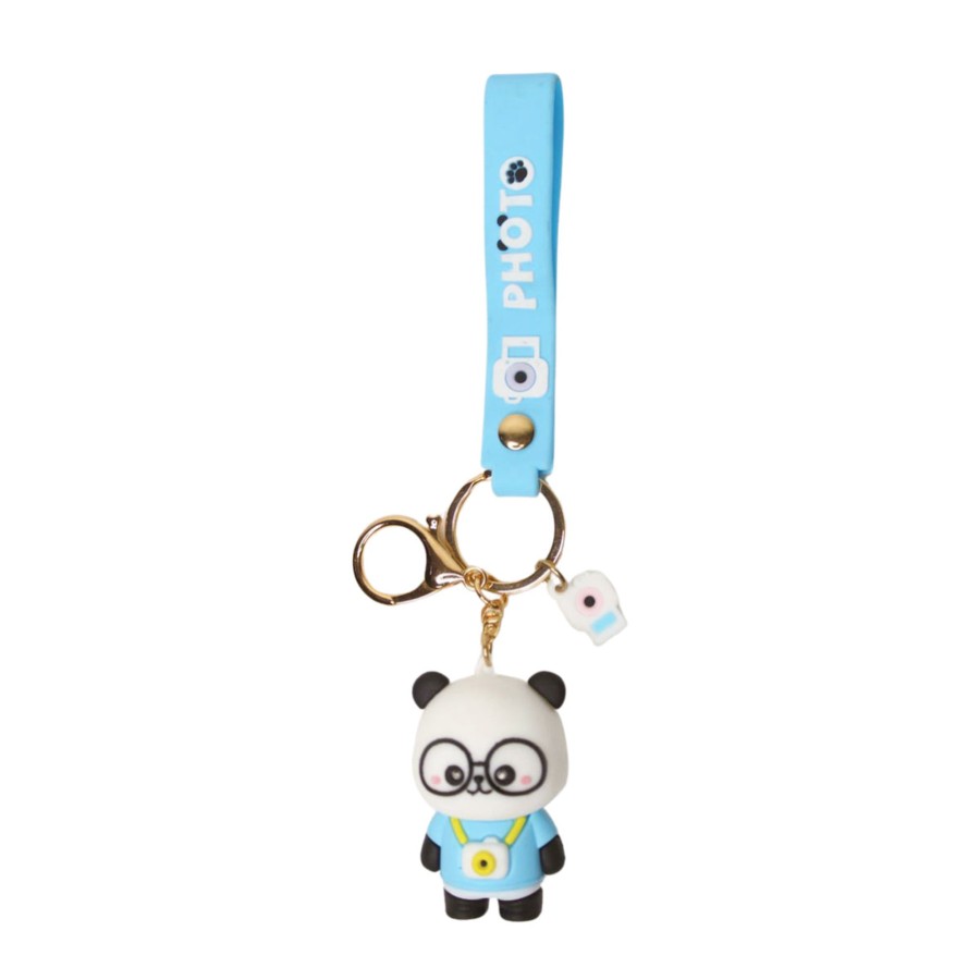 Gifts Wonderland | Wonderland Panda Photo Keychain In Blue 2-In-1 Cartoon Style Keychain And Bag Charms Fun And Functional Accessories For Bags And Keys