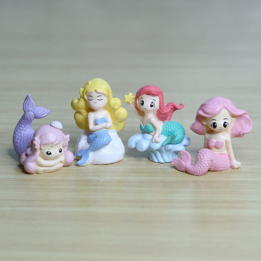 Miniature Fairy Garden Wonderland | Wonderland Animated Mermaid (Set Of 4)|Miniature Toys | Tiny Toys |Mini Collectibles |Small Figures | Miniature Dollhouse| Miniature Fairy Garden Accessories| Unique Gifts