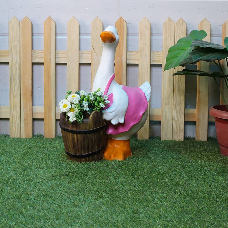 Garden Planters Wonderland | Duck With Pot Planter For Home, Balcony And Garden Decorative (Pink)