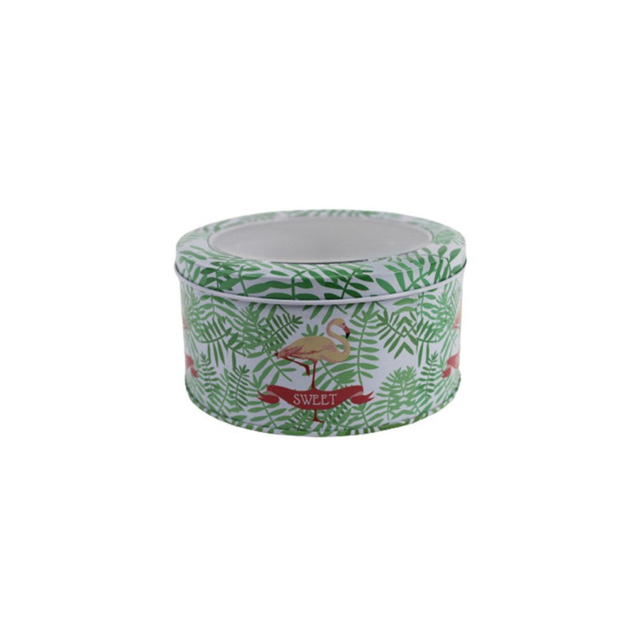 Home Decor Wonderland Container | Green Leave And Flamingo Print Storage Container