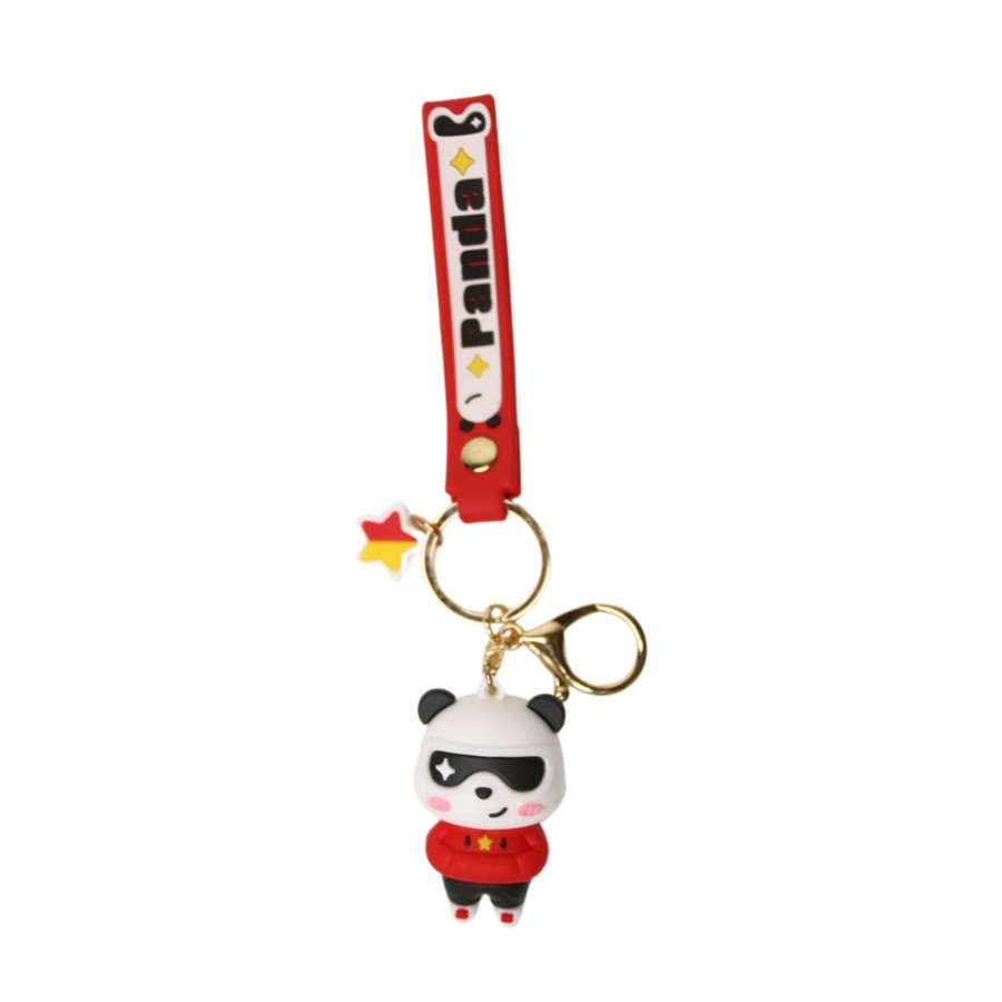 Gifts Wonderland | Wonderland Panda Specs Keychain In Red 2-In-1 Cartoon Style Keychain And Bag Charms Fun And Functional Accessories For Bags And Keys