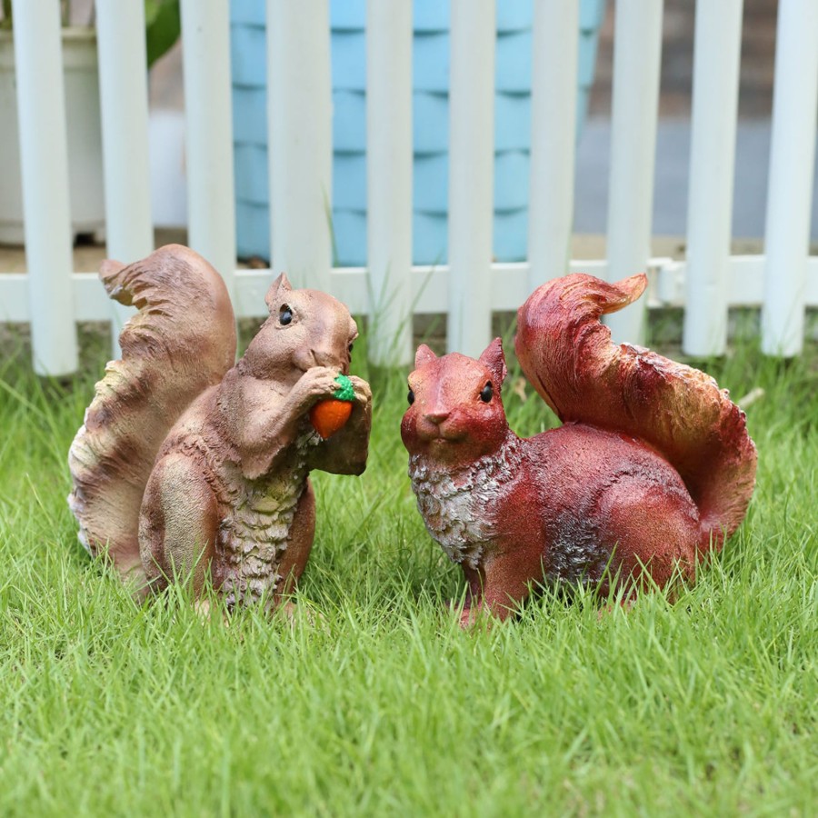 Garden Decor Wonderland Garden Statues | (Set Of 2) Squirrel Statue For Garden Decoration