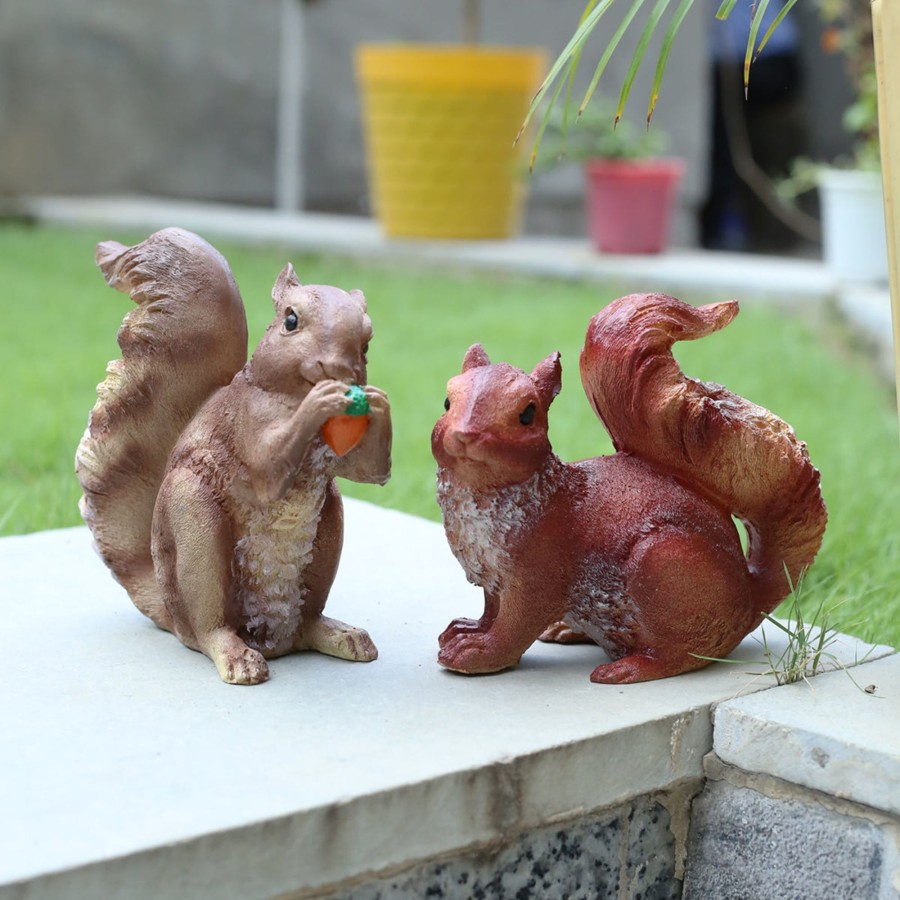 Garden Decor Wonderland Garden Statues | (Set Of 2) Squirrel Statue For Garden Decoration