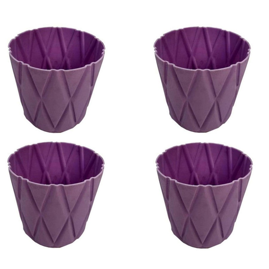 Garden Planters Wonderland | (Set Of 4) 4 X 4" Solitaire Pot For Home Garden, Purple