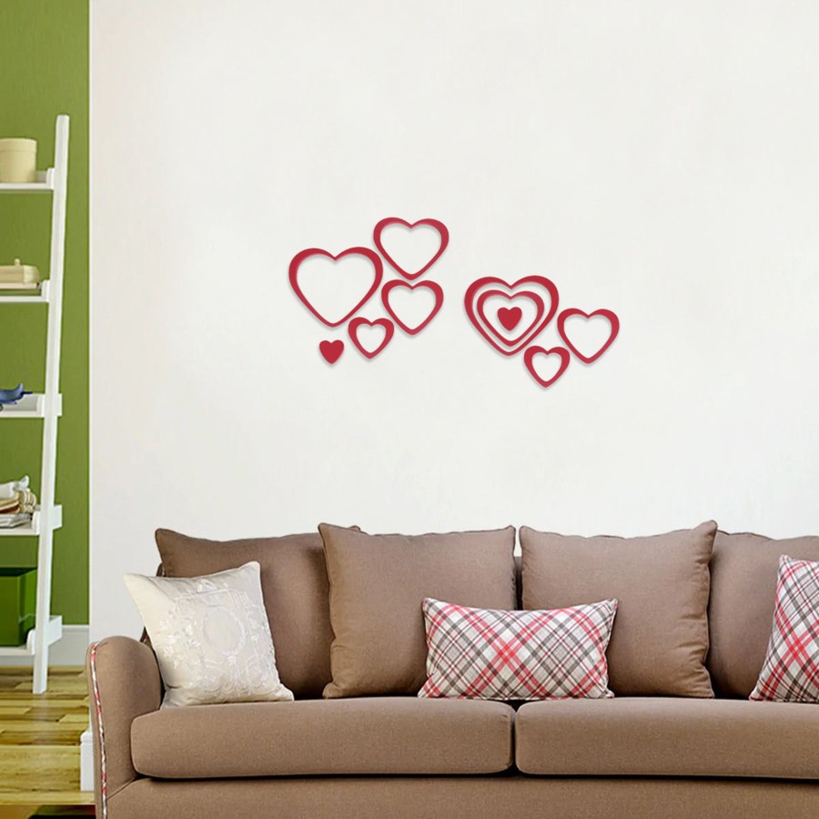 Gifts Wonderland | Heart Shaped 3D Stickers For Diy Wall Decoration - Red