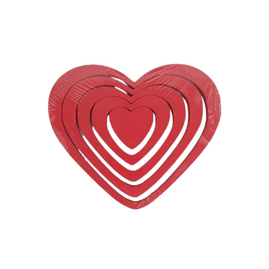 Gifts Wonderland | Heart Shaped 3D Stickers For Diy Wall Decoration - Red