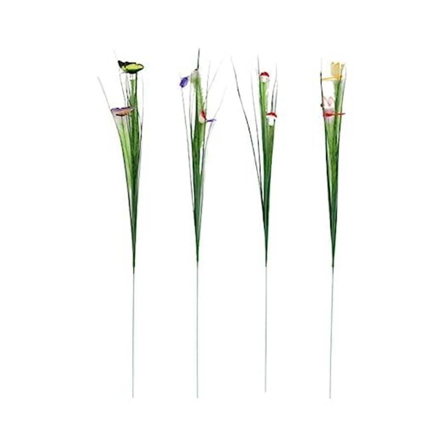 Artificial Turf Plants Wonderland | (Set Of 4) Artificial Leaves Sticks With Mini Creatures