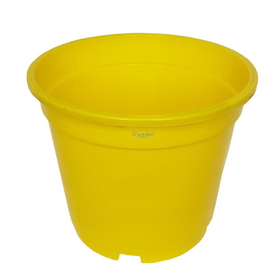 Garden Planters Wonderland | 8 Inch Set Of 5 Plastic Pots For Outdoor ( Plastic Pots For Home Plants) (Yellow)