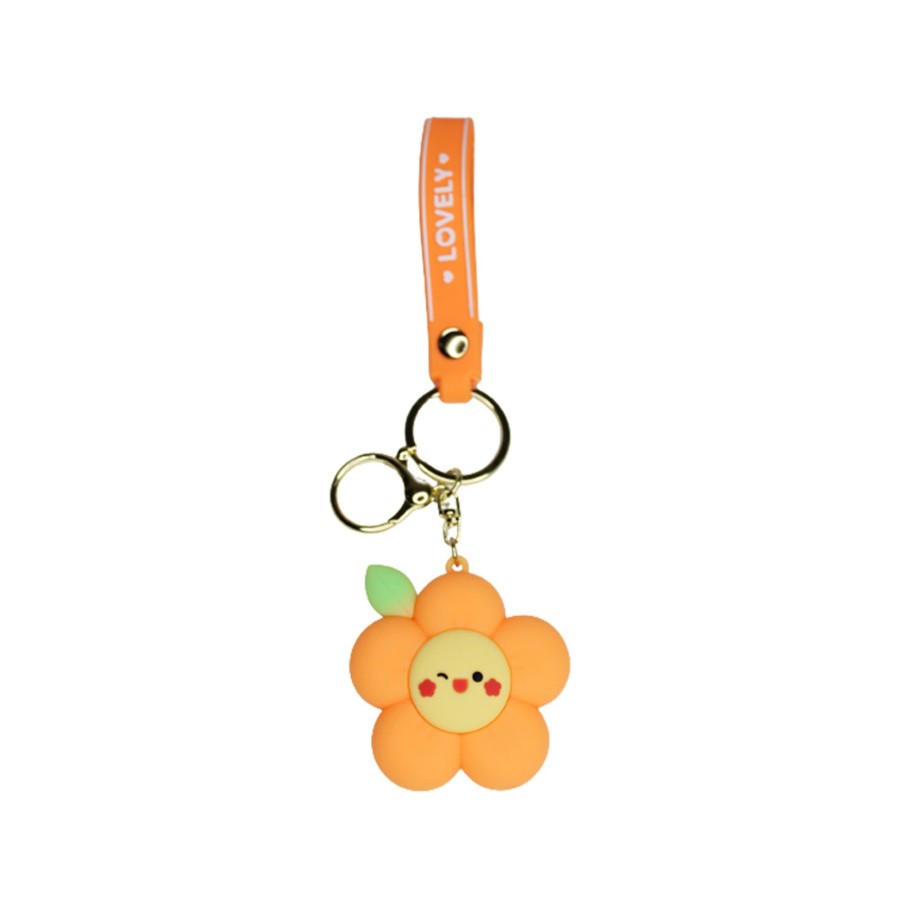 Gifts Wonderland Garden Arts and Craft | Orange Flower Cartoon Style Keychain With Band ( Orange)