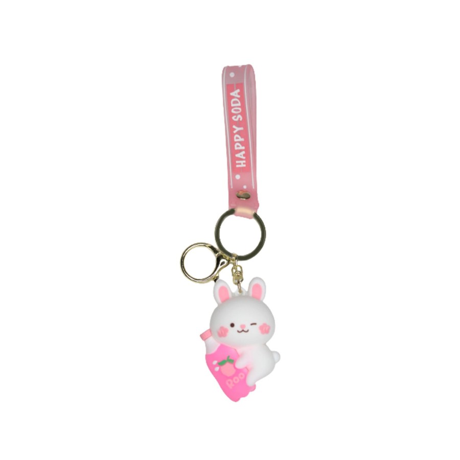 Gifts Wonderland Garden Arts and Craft | Cute Pink Bunny Cartoon Style Keychain With Band